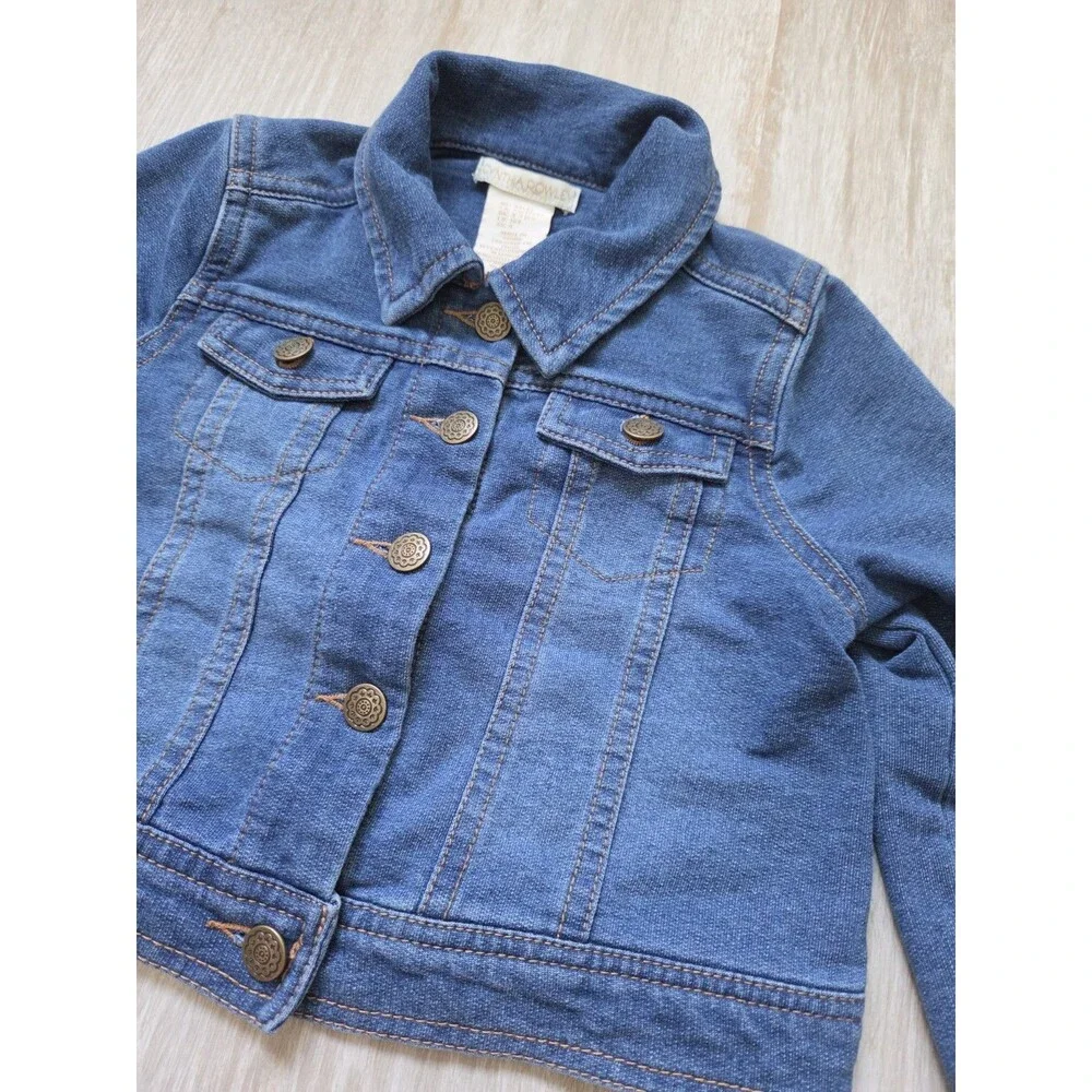 Cynthia Rowley Girls Knit Denim Jacket Blue Button Front Stretch XS 4 EUC